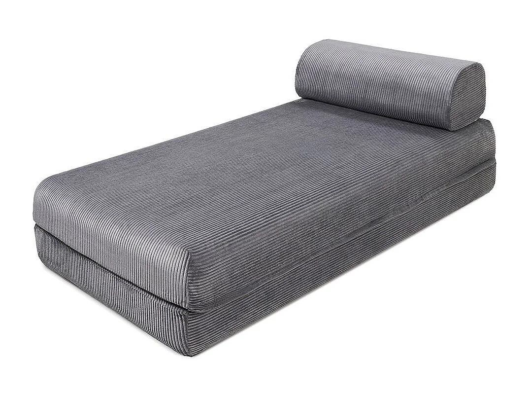 Canapé d'angle modulable et convertible 6 places - Velours côtelé - Gris
