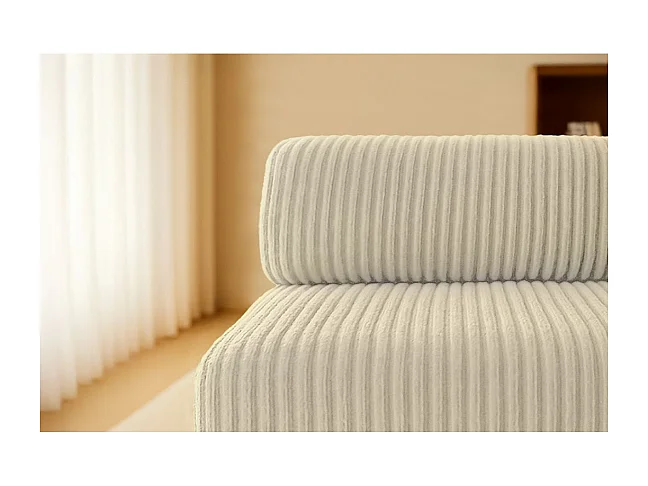 Canapé droit modulable et convertible 3 places - Velours côtelé XL - Beige