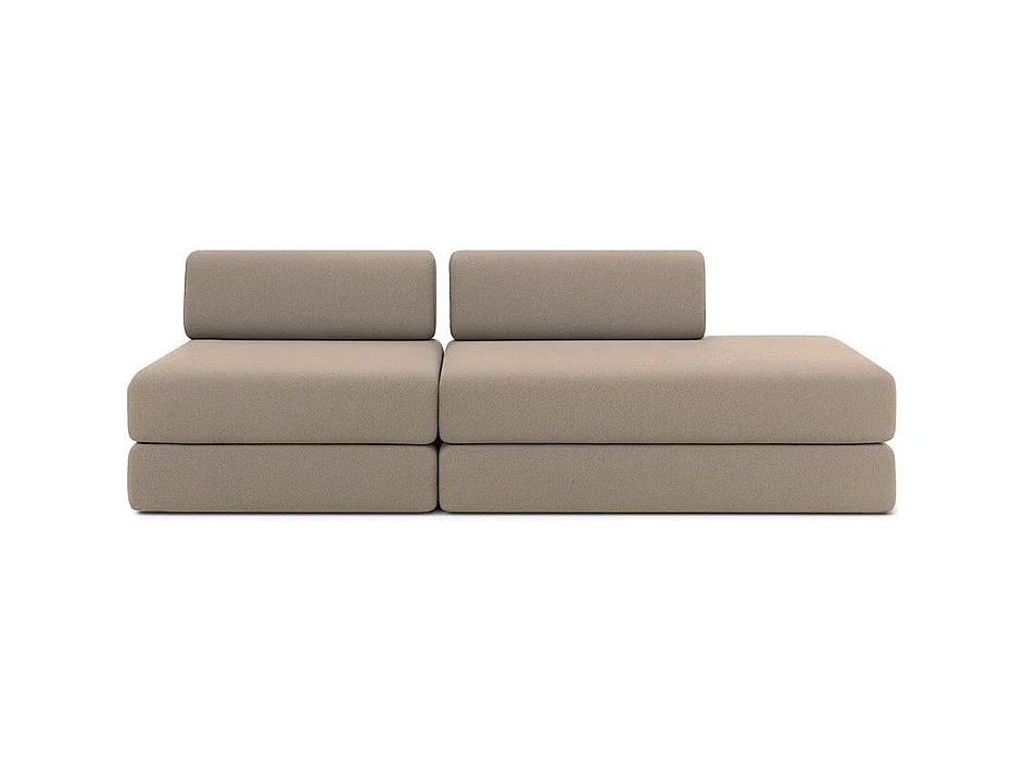 Canapé droit modulable et convertible 3 places - Tissu lisse - Taupe