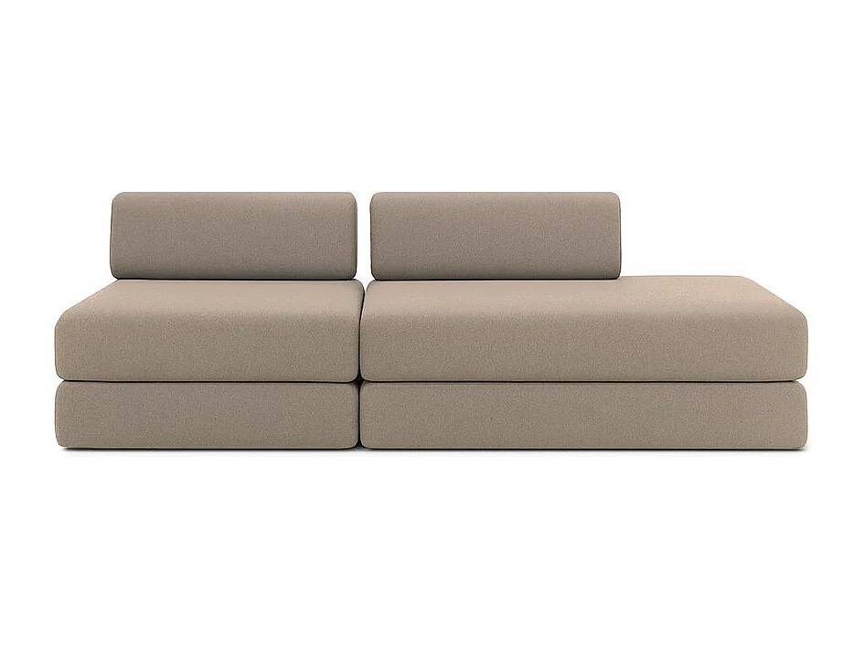 Canapé droit modulable et convertible 3 places - Tissu lisse - Taupe