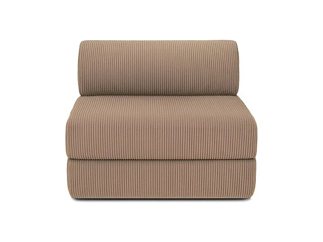 Canapé d'angle modulable et convertible 6 places - Velours côtelé - Taupe