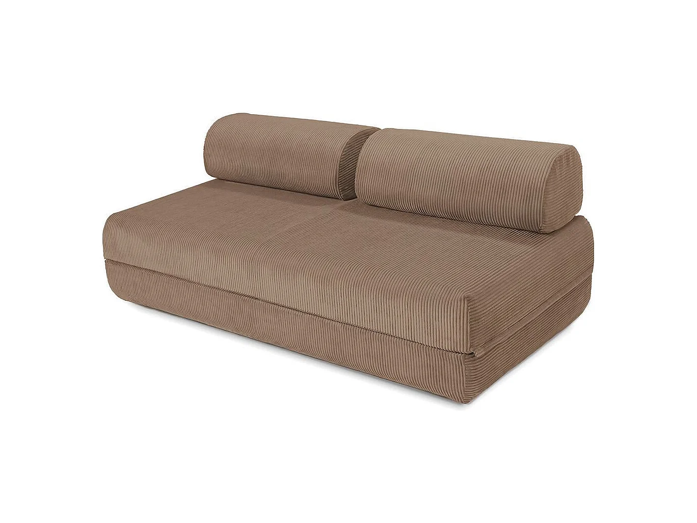 Canapé d'angle modulable et convertible 6 places - Velours côtelé - Taupe