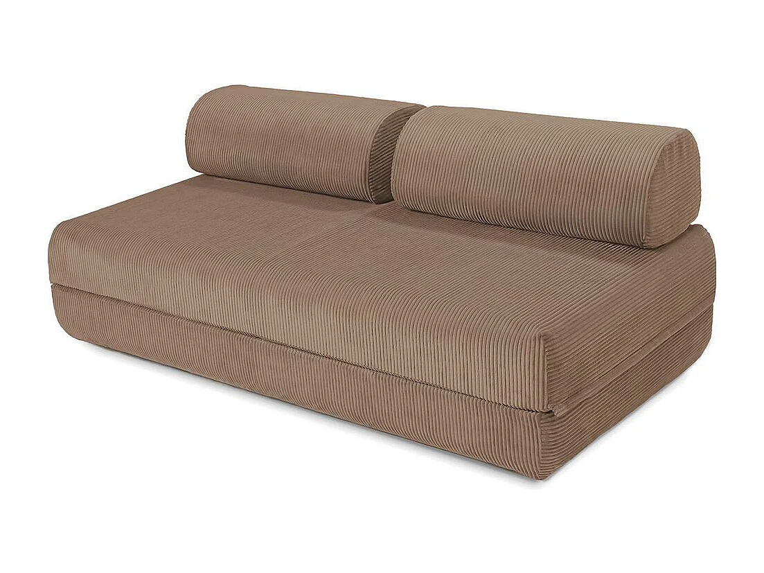 Canapé d'angle modulable et convertible 6 places - Velours côtelé - Taupe