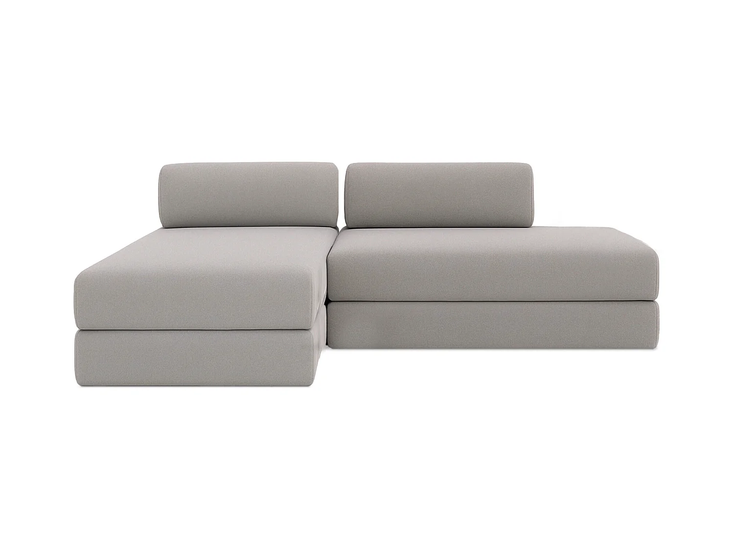 Canapé d'angle modulable et convertible 5 places - Tissu lisse - Gris clair