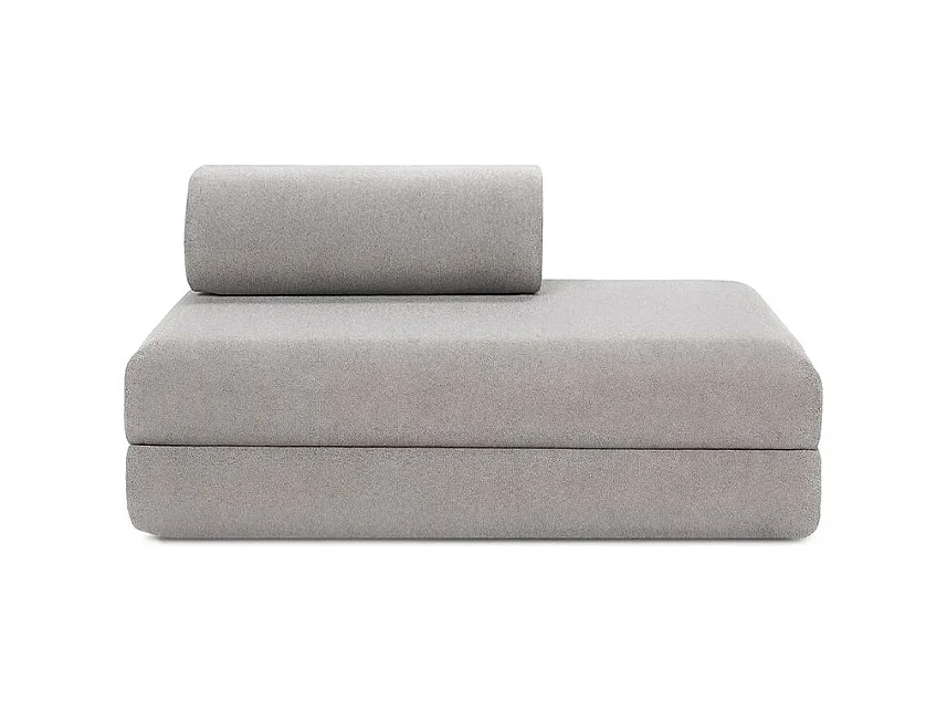 Canapé d'angle modulable et convertible 5 places - Tissu lisse - Gris clair