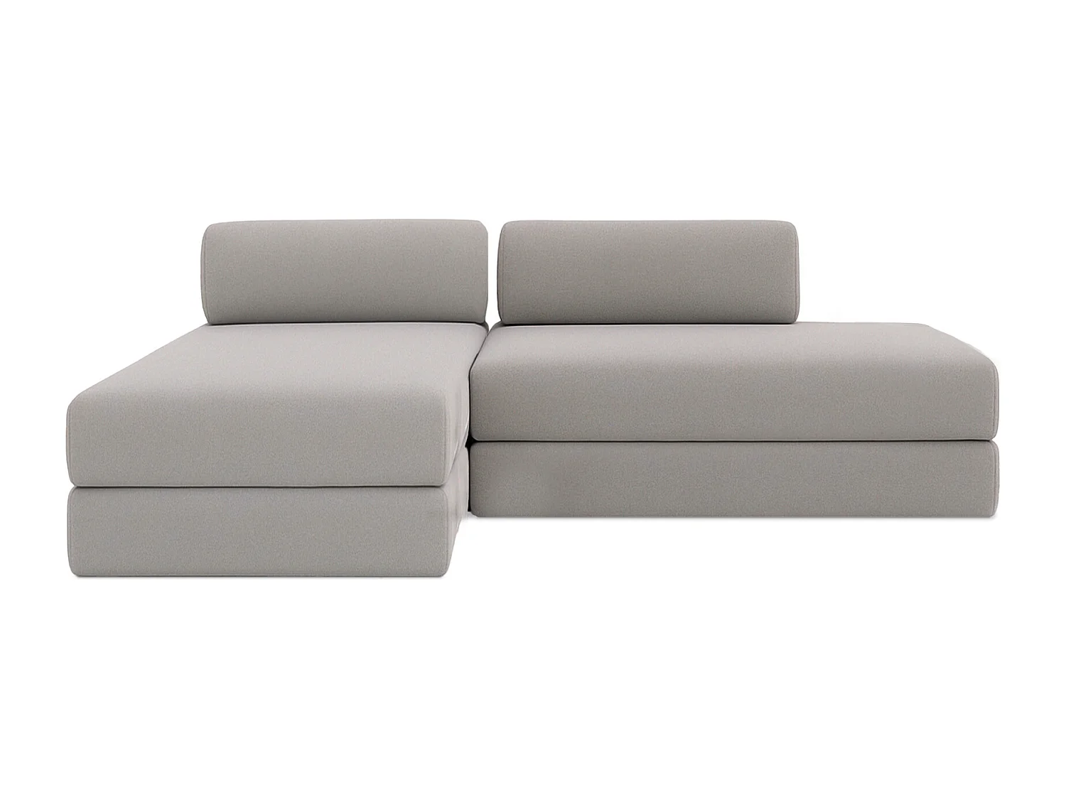 Canapé d'angle modulable et convertible 5 places - Tissu lisse - Gris clair