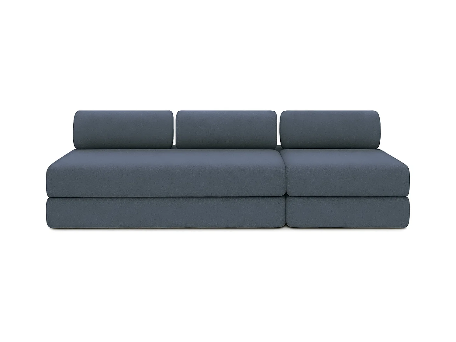 Canapé droit modulable et convertible 4 places - Tissu lisse - Bleu