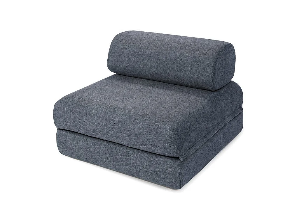 Canapé droit modulable et convertible 4 places - Tissu lisse - Bleu