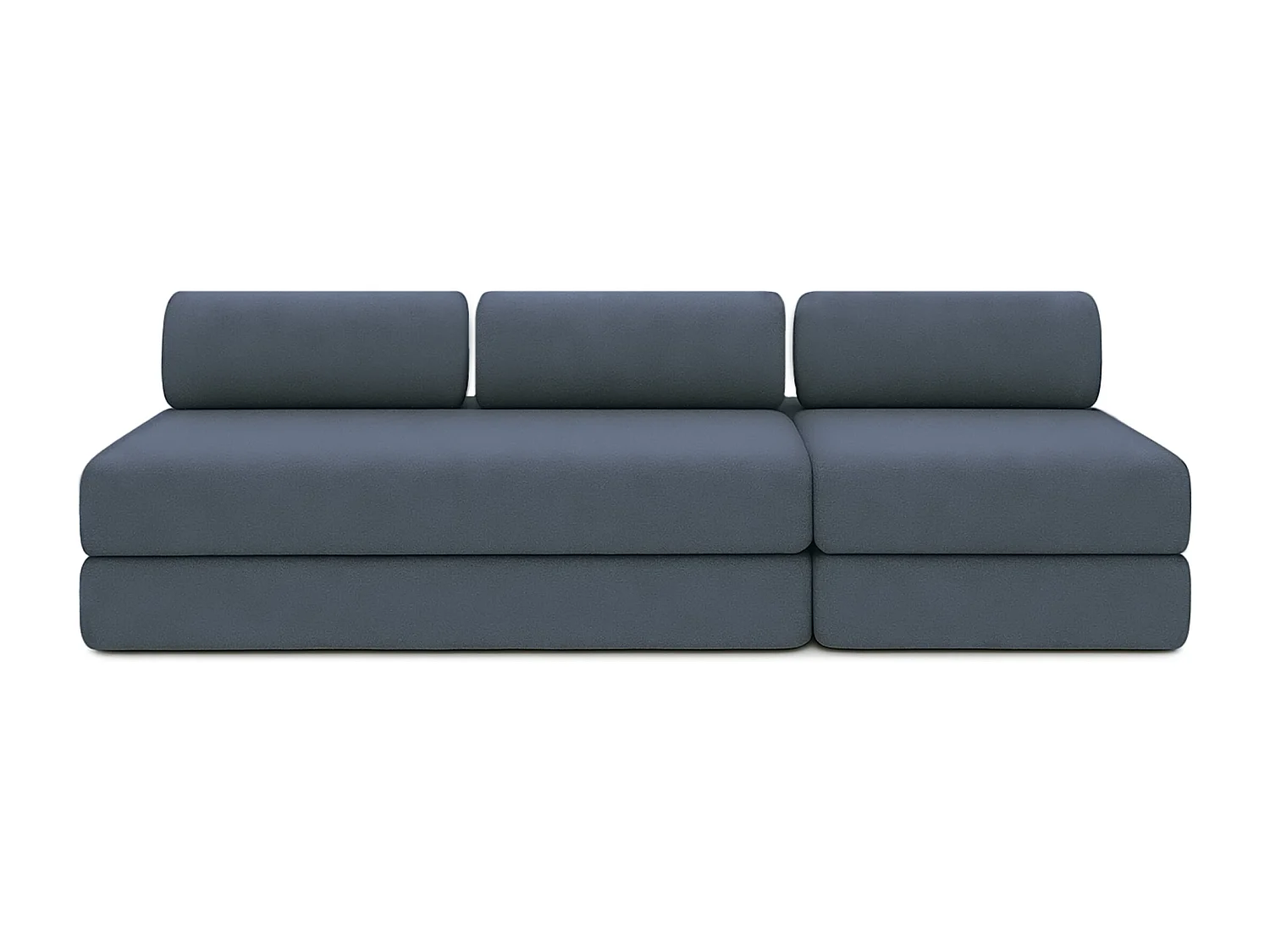 Canapé droit modulable et convertible 4 places - Tissu lisse - Bleu
