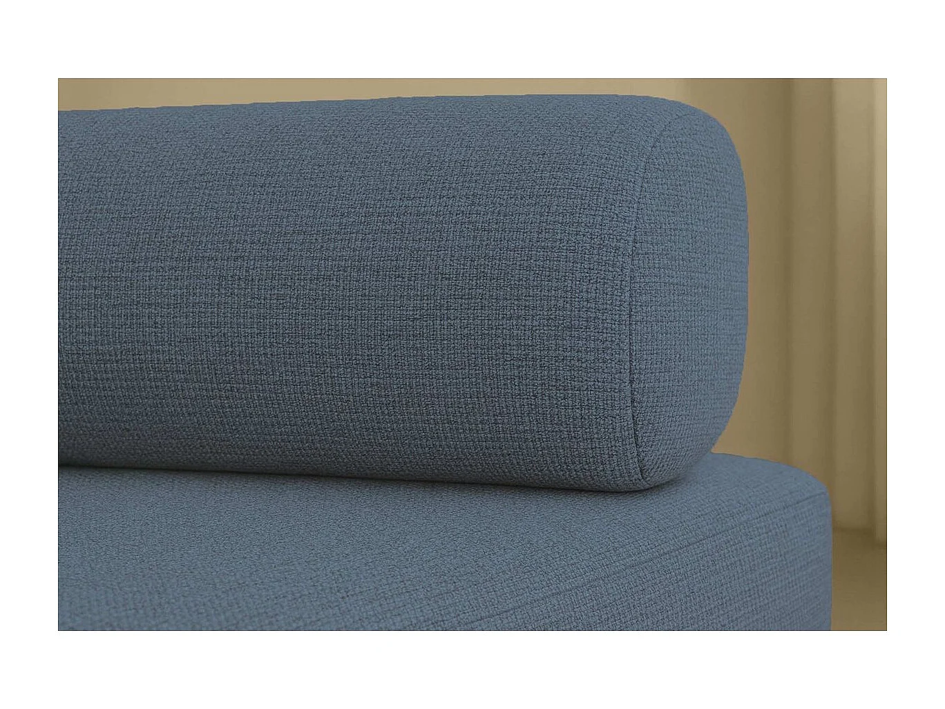 Canapé droit modulable et convertible 4 places - Tissu lisse - Bleu