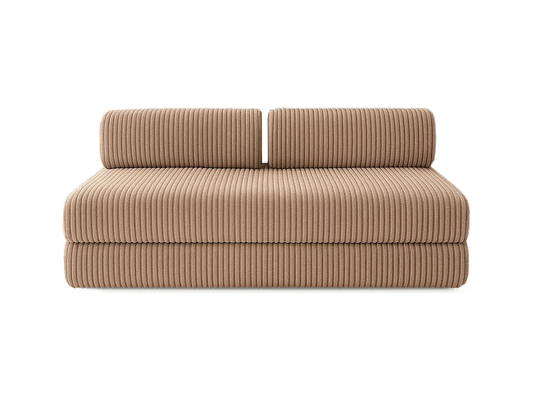 Canapé droit modulable et convertible 5 places - Velours côtelé XL - Marron