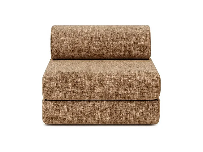 Canapé droit modulable et convertible 4 places - Tissu tweed - Marron