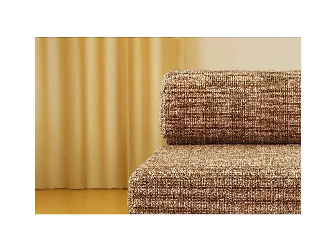 Canapé droit modulable et convertible 4 places - Tissu tweed - Marron