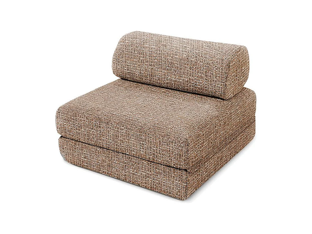 Canapé droit modulable et convertible 4 places - Tissu tweed - Marron