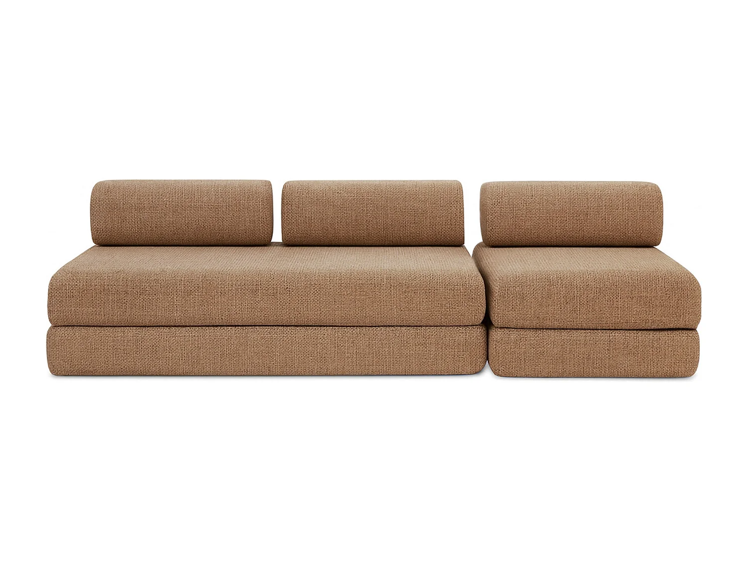 Canapé droit modulable et convertible 4 places - Tissu tweed - Marron