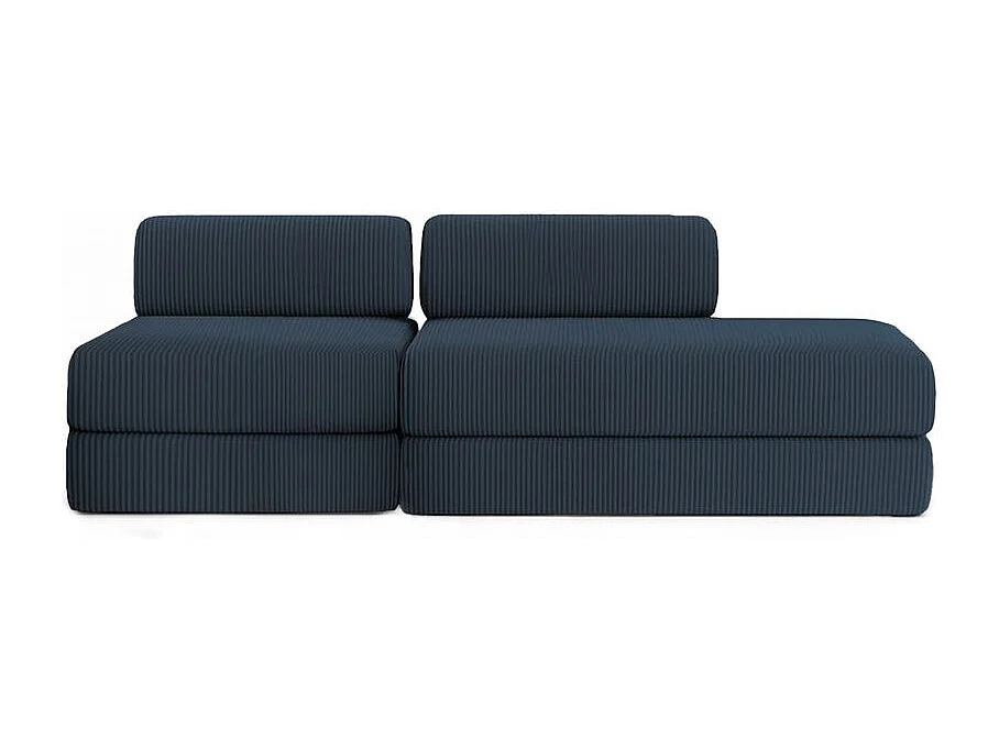 Canapé droit modulable et convertible 3 places - Velours côtelé - Bleu