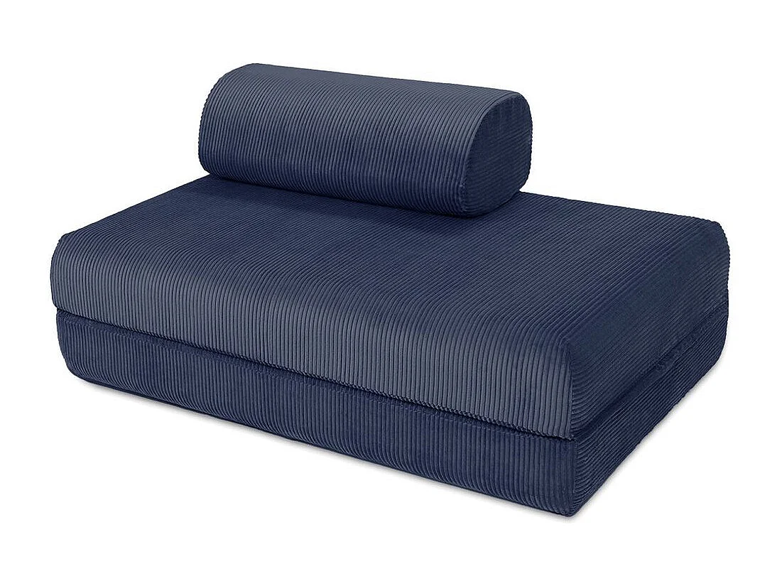 Canapé droit modulable et convertible 3 places - Velours côtelé - Bleu