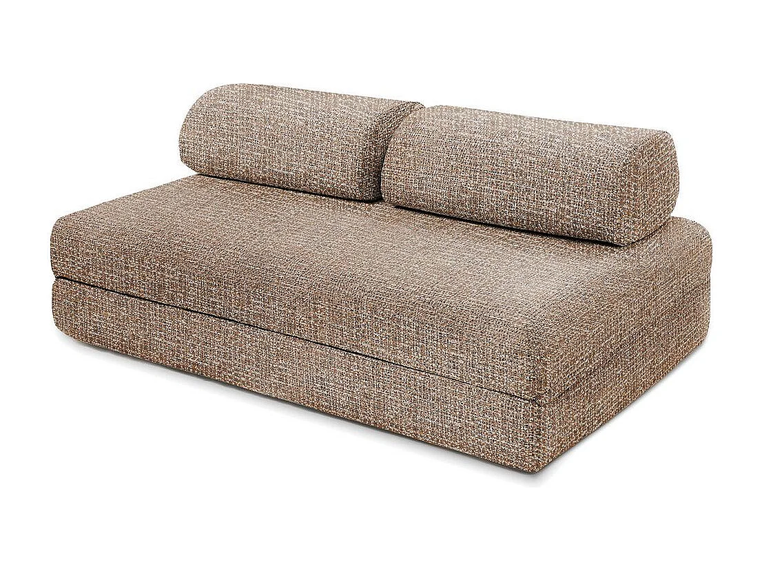 Canapé droit modulable et convertible 3 places - Tissu tweed - Marron