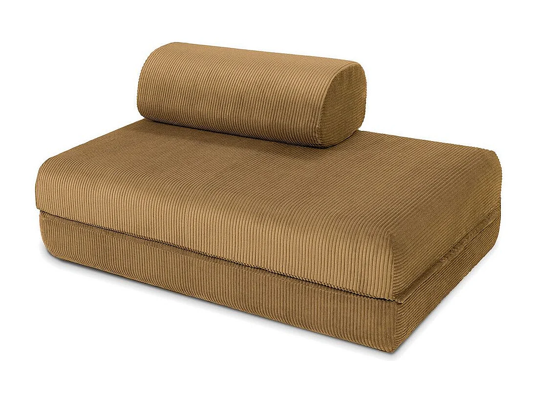 Canapé droit modulable et convertible 3 places - Velours côtelé - Jaune