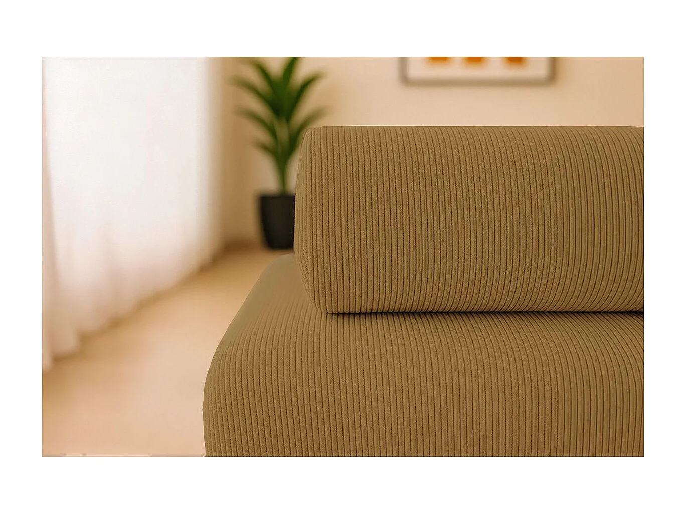 Canapé droit modulable et convertible 3 places - Velours côtelé - Jaune