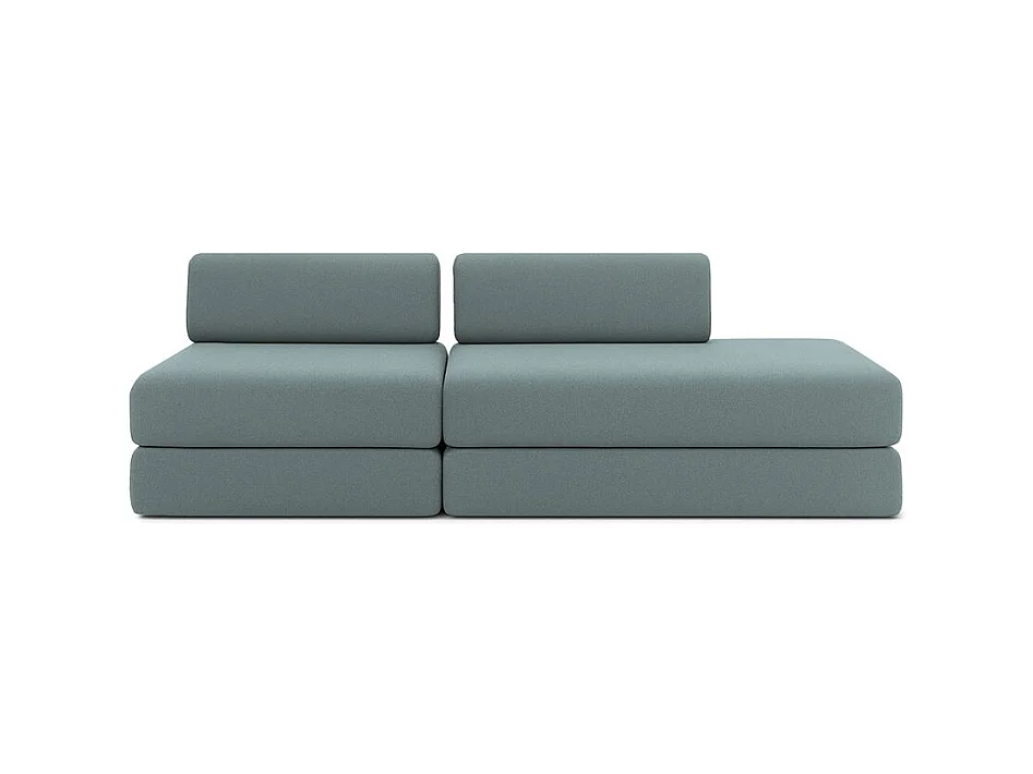 Canapé droit modulable et convertible 3 places - Tissu lisse - Bleu vert