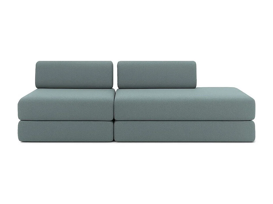 Canapé droit modulable et convertible 3 places - Tissu lisse - Bleu vert