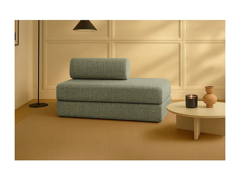 Canapé droit modulable et convertible 2 places - Tissu tweed - Vert