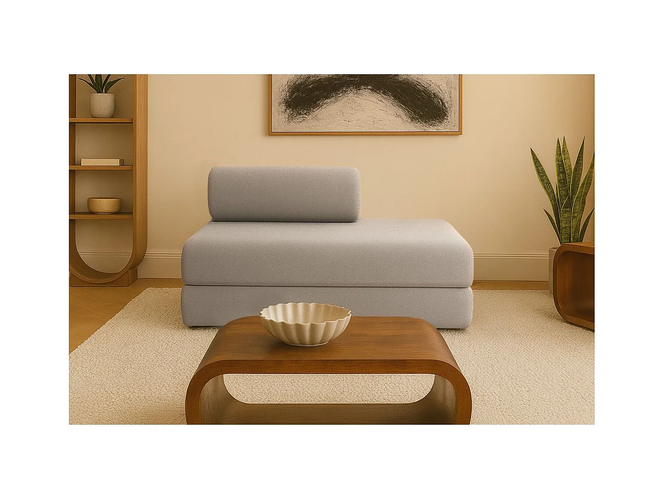 Canapé droit modulable et convertible 2 places - Tissu lisse - Taupe