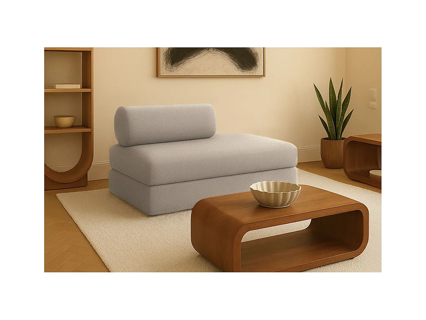 Canapé droit modulable et convertible 2 places - Tissu lisse - Taupe