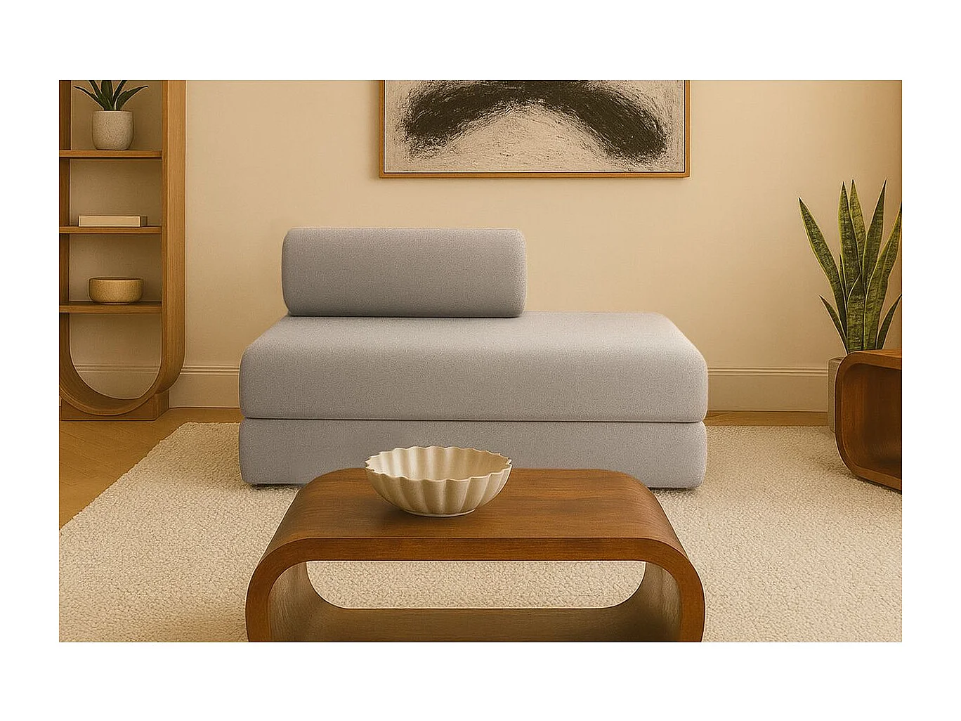 Canapé droit modulable et convertible 2 places - Tissu lisse - Taupe