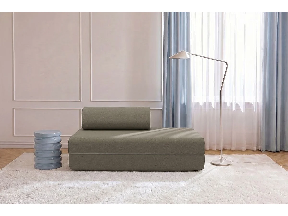 Canapé droit modulable et convertible 2 places - Tissu lisse - Taupe