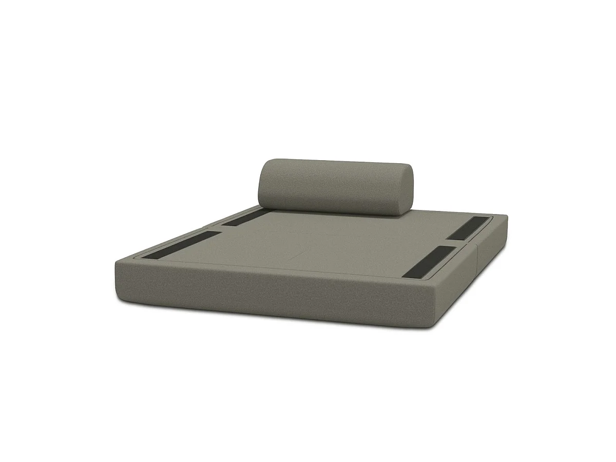 Canapé droit modulable et convertible 2 places - Tissu lisse - Taupe