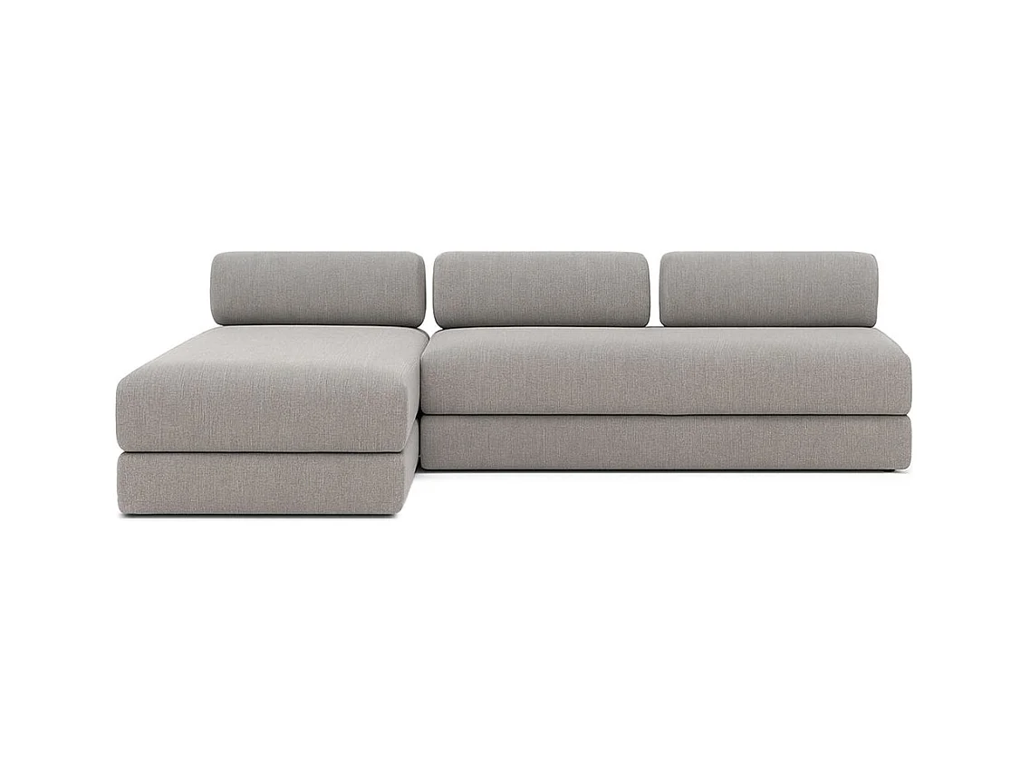 Canapé d'angle modulable et convertible 6 places - Tissu lisse - Gris clair