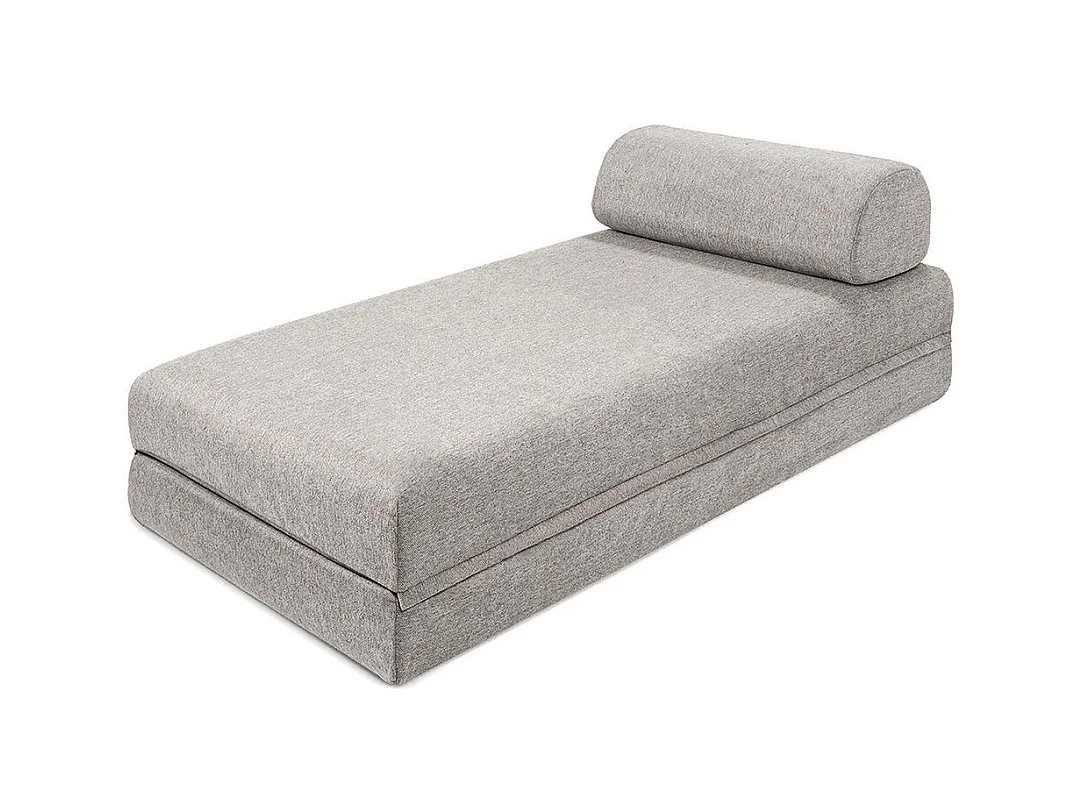 Canapé d'angle modulable et convertible 6 places - Tissu lisse - Gris clair
