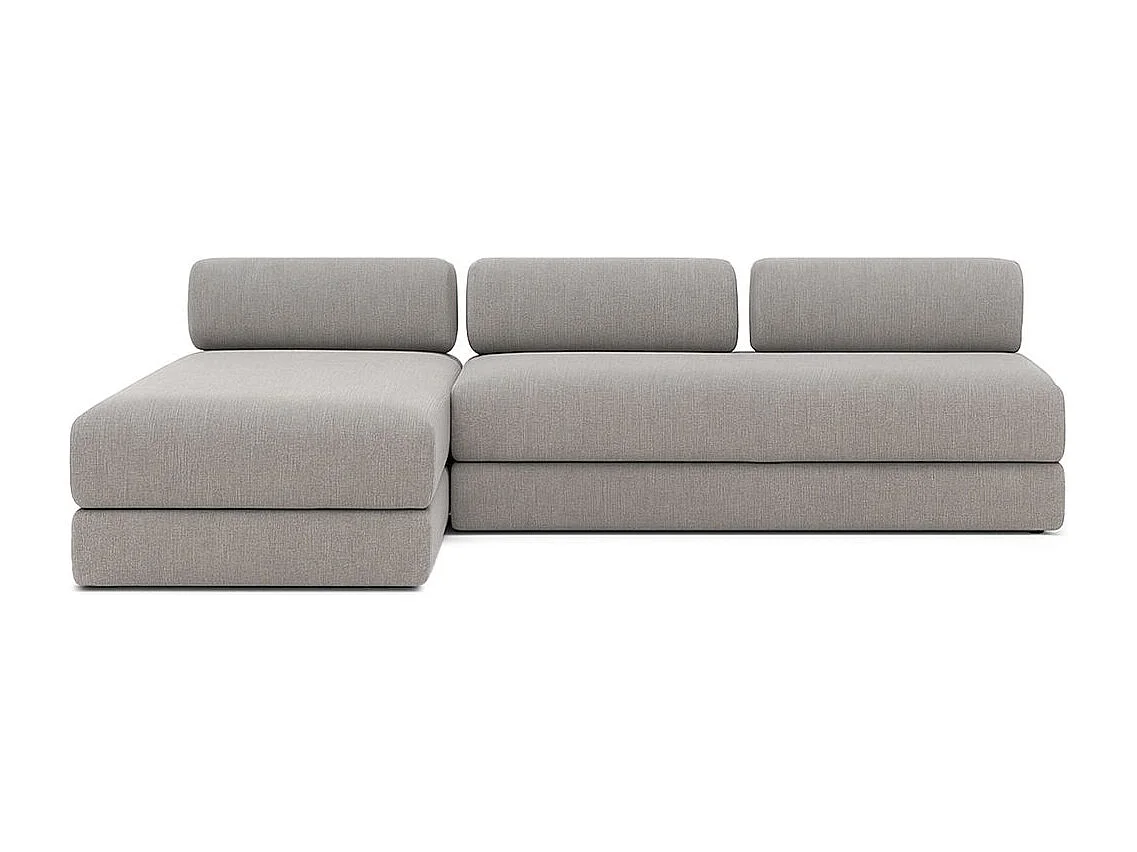Canapé d'angle modulable et convertible 6 places - Tissu lisse - Gris clair