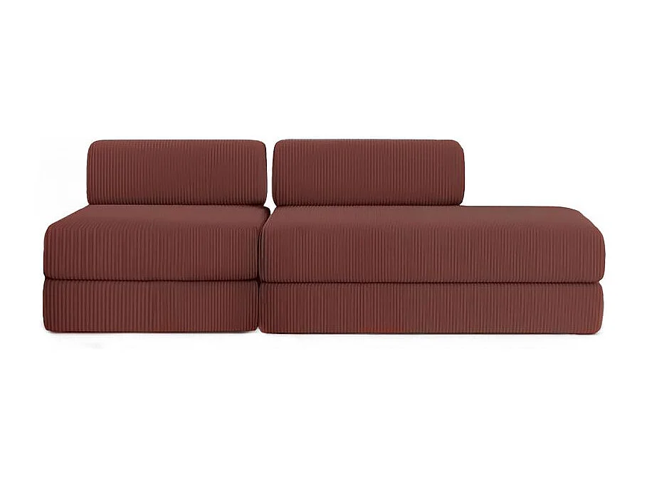 Canapé droit modulable et convertible 3 places - Velours côtelé - Rouge