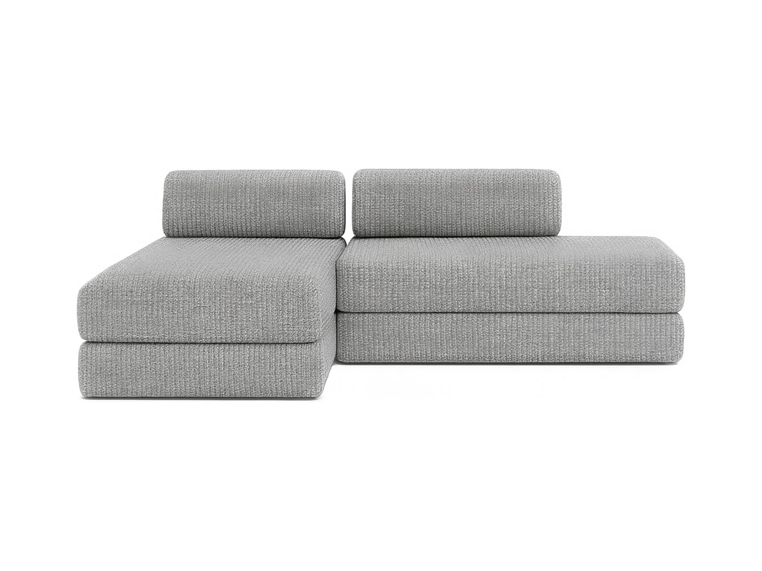 Canapé d'angle modulable et convertible 5 places - Tissu tweed - Gris