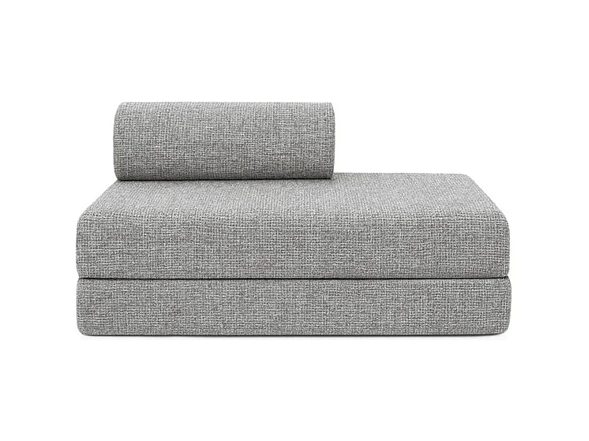 Canapé d'angle modulable et convertible 5 places - Tissu tweed - Gris