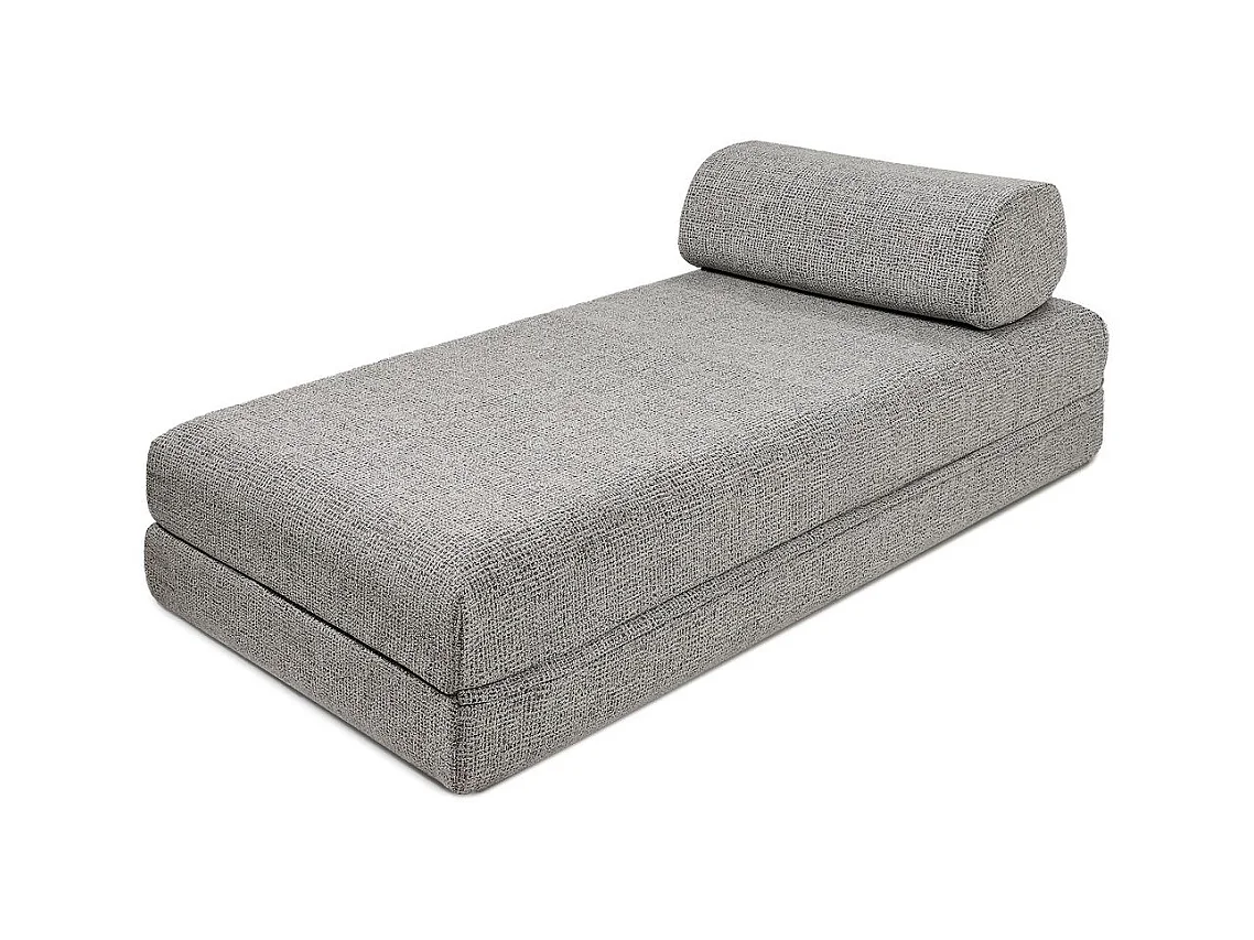 Canapé d'angle modulable et convertible 5 places - Tissu tweed - Gris