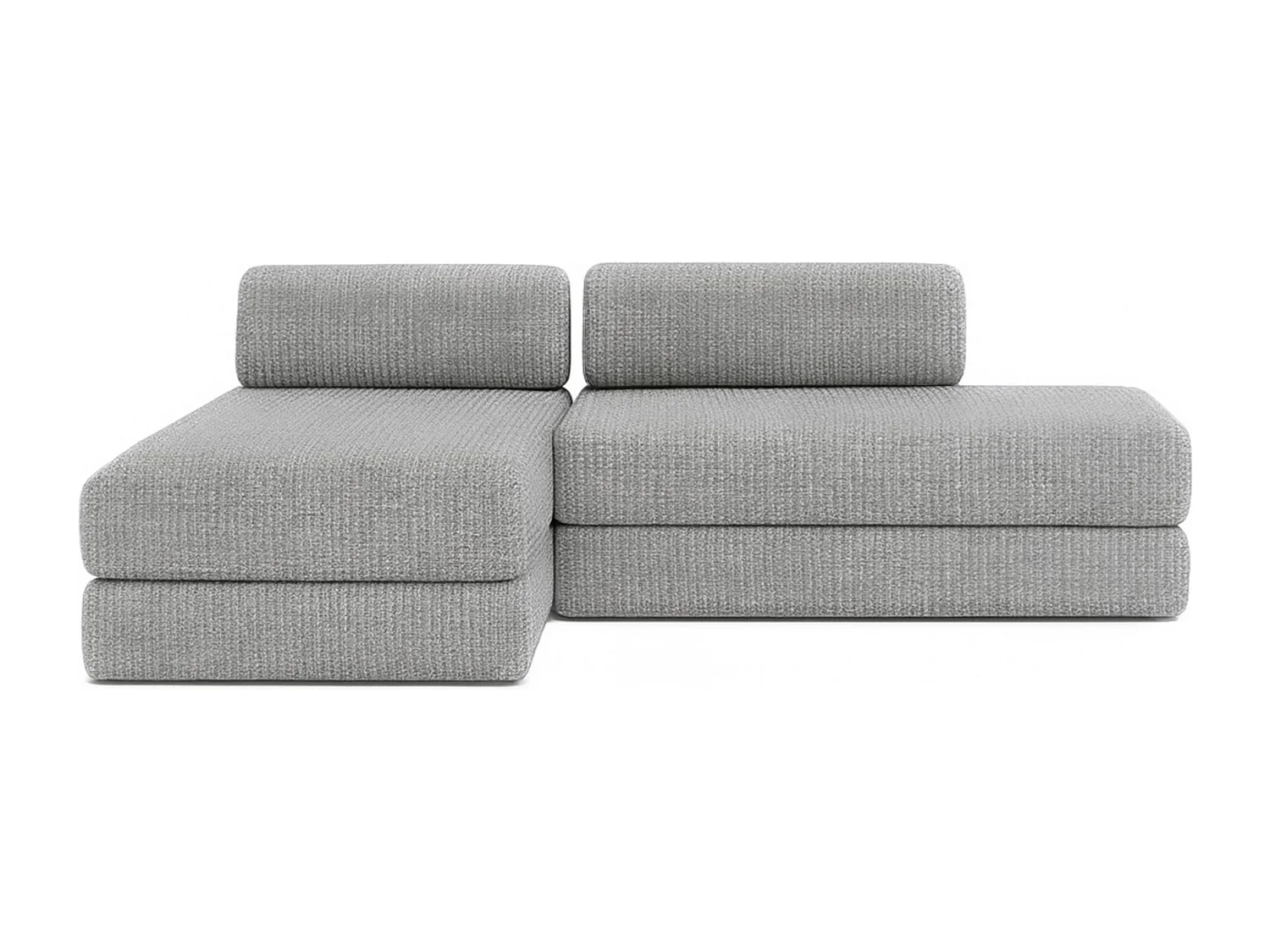 Canapé d'angle modulable et convertible 5 places - Tissu tweed - Gris