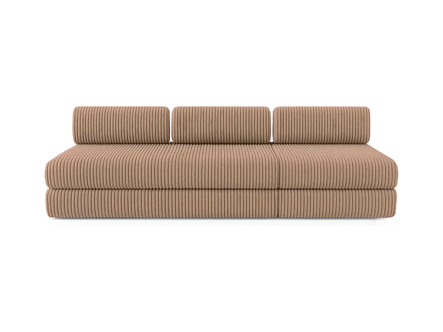 Canapé droit modulable et convertible 4 places - Velours côtelé XL - Marron