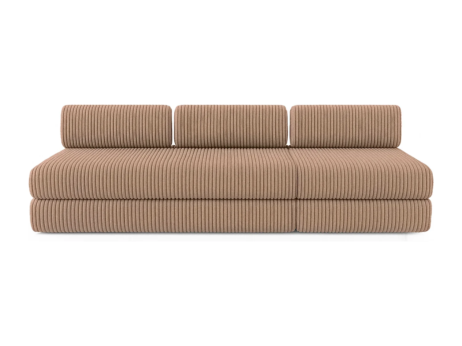 Canapé droit modulable et convertible 4 places - Velours côtelé XL - Marron