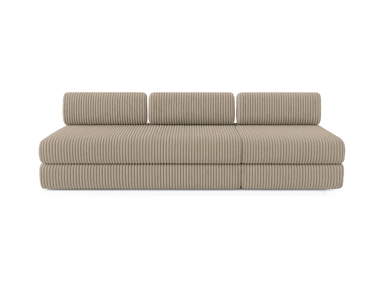 Canapé droit modulable et convertible 4 places - Velours côtelé XL - Taupe