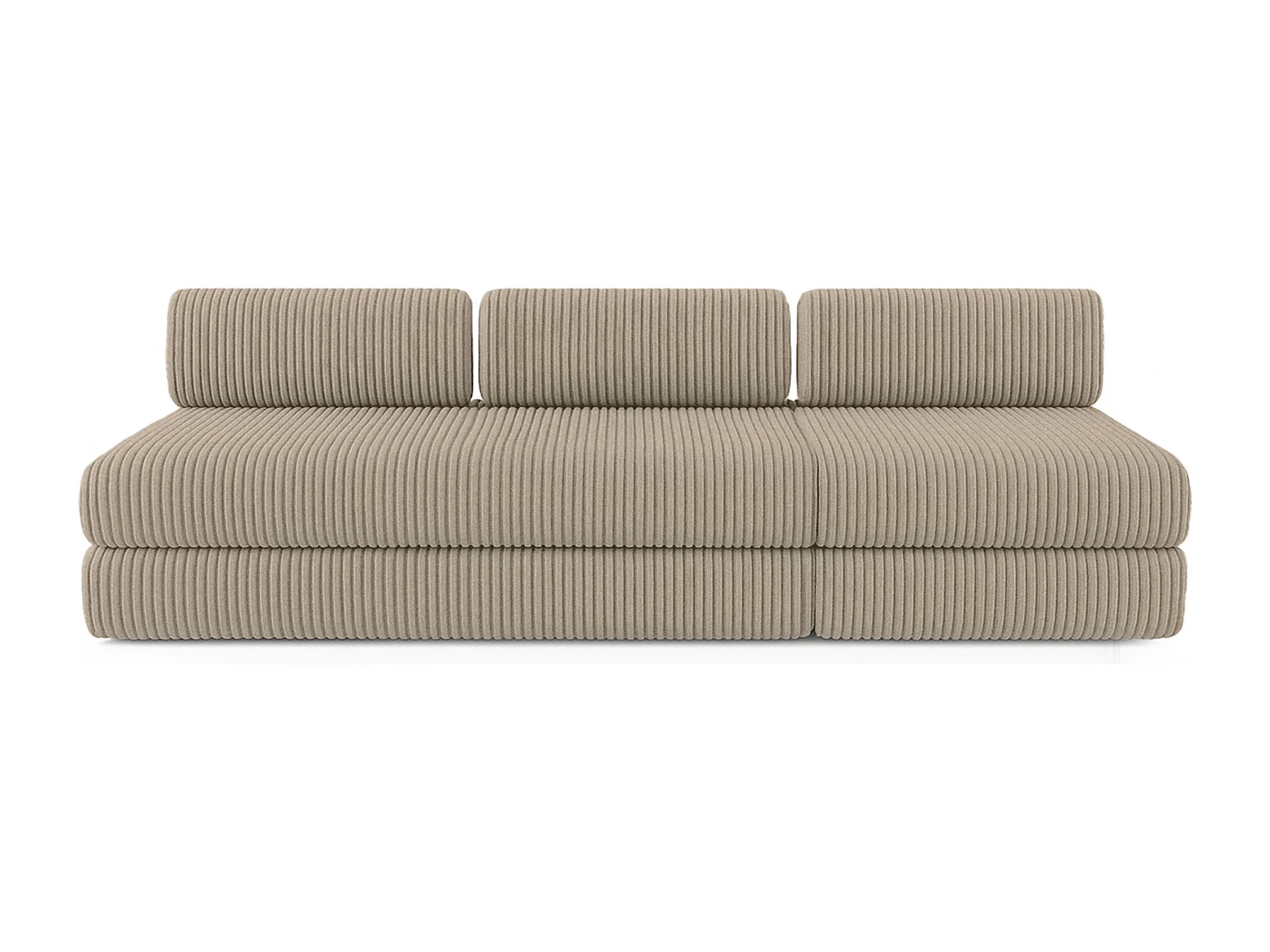 Canapé droit modulable et convertible 4 places - Velours côtelé XL - Taupe