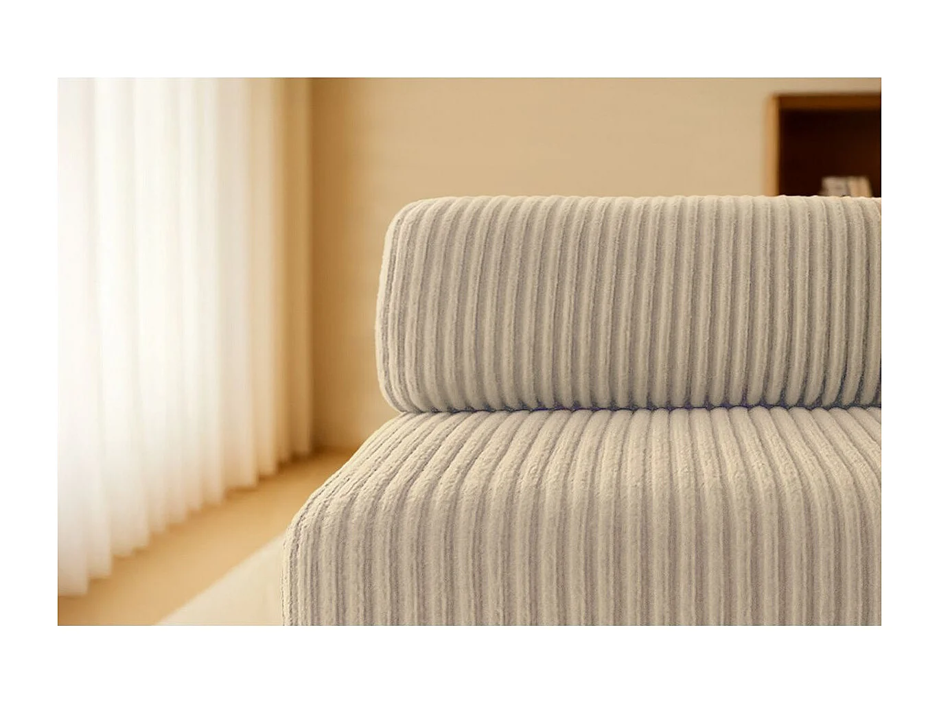 Canapé droit modulable et convertible 4 places - Velours côtelé XL - Taupe