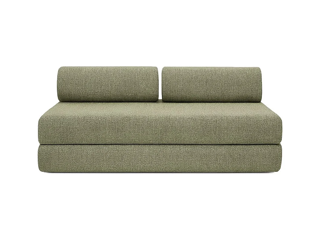 Canapé d'angle modulable et convertible 6 places - Tissu tweed - Vert