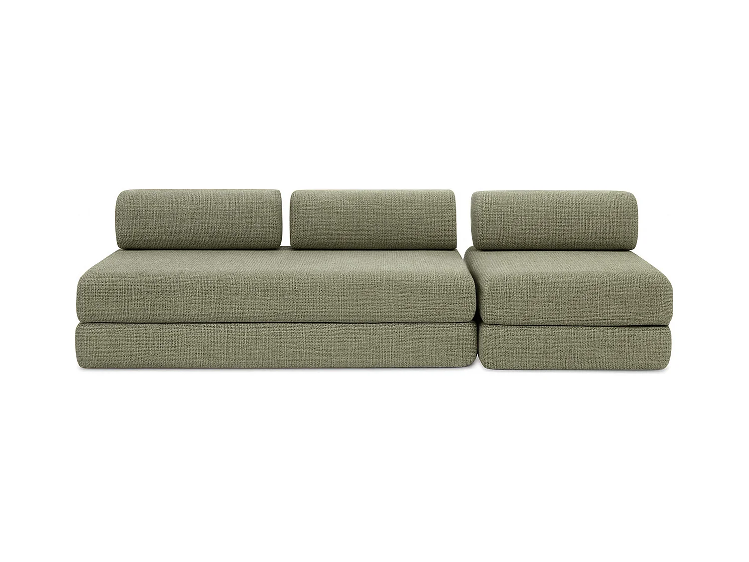 Canapé droit modulable et convertible 4 places - Tissu tweed - Vert