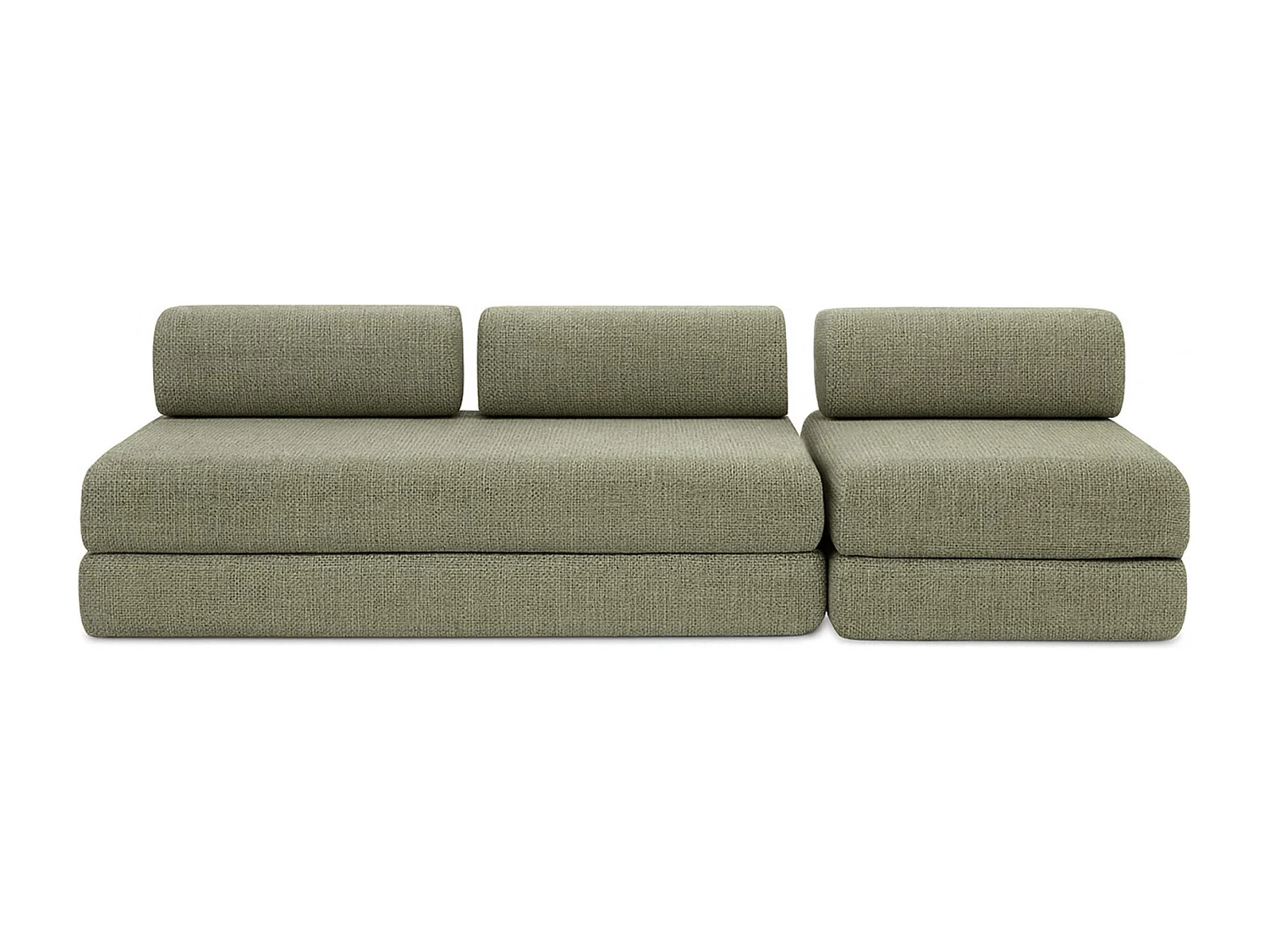 Canapé droit modulable et convertible 4 places - Tissu tweed - Vert