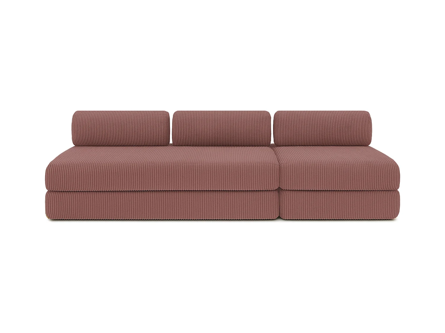 Canapé droit modulable et convertible 4 places - Velours côtelé - Rose