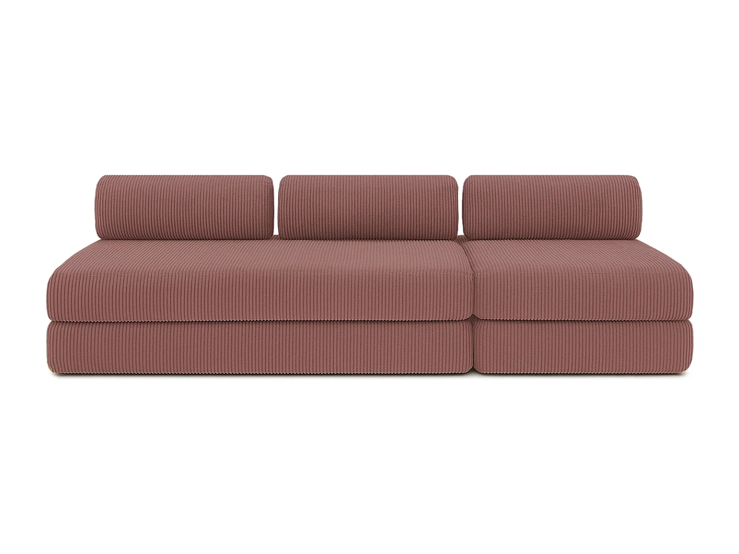 Canapé droit modulable et convertible 4 places - Velours côtelé - Rose